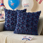 TETOU 4th of July Patriotic Pillow Covers ,18"x18"Set of 2 4th of July Decor Blue Embroidery Star Decor Soft Plush Faux Fur Jacquard Throw Pillows for Independence Day Home Party Sofa Decorations