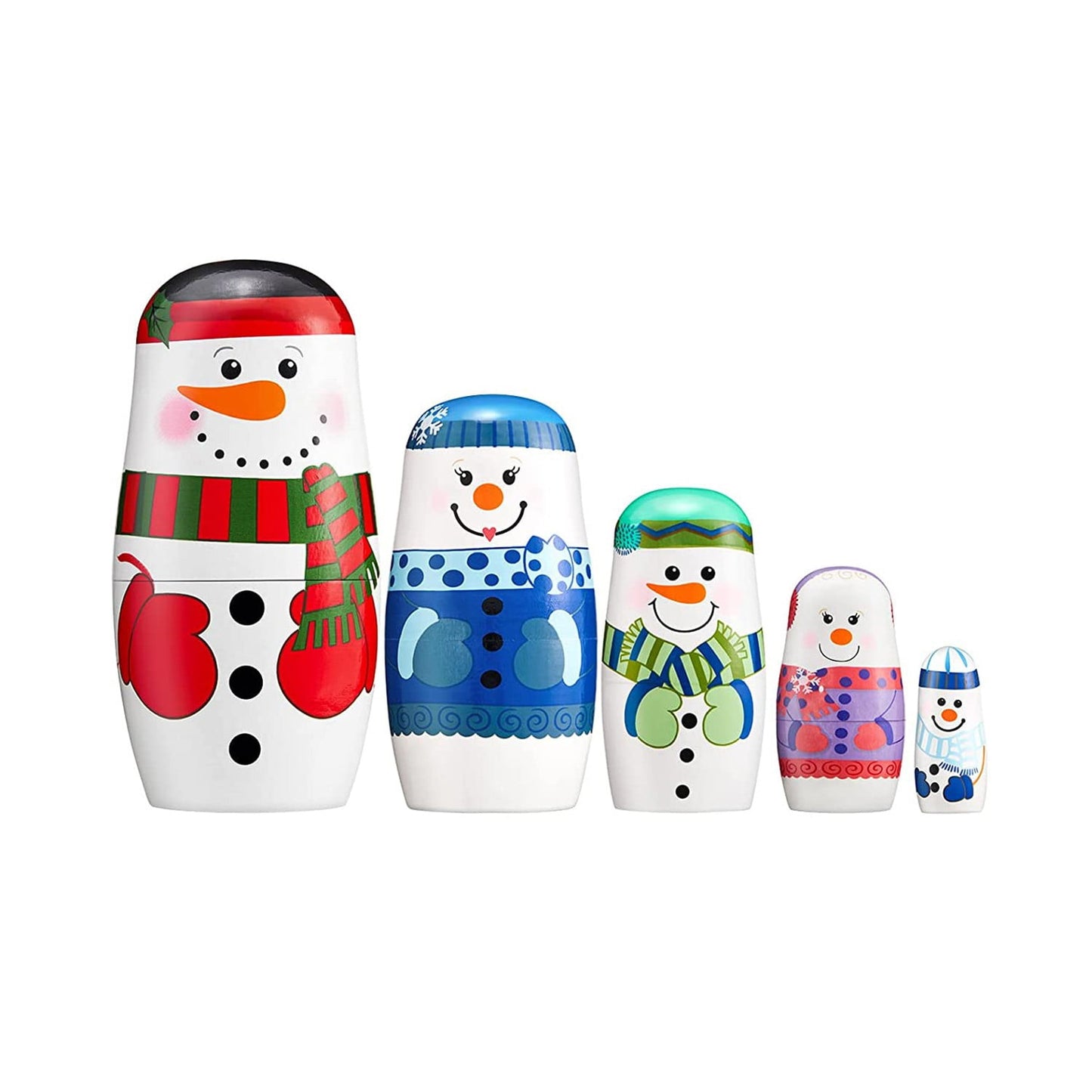 TETOU 6 Layer Christmas Nesting Dolls Wooden Santa Claus Matryoshka Doll Toy for Kids Children Gifts