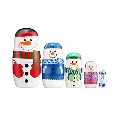 TETOU 6 Layer Christmas Nesting Dolls Wooden Santa Claus Matryoshka Doll Toy for Kids Children Gifts