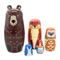TETOU 5 Layer Wooden Animal Nesting Dolls Matryoshka Doll Toy for Children Gift (Brown bear)
