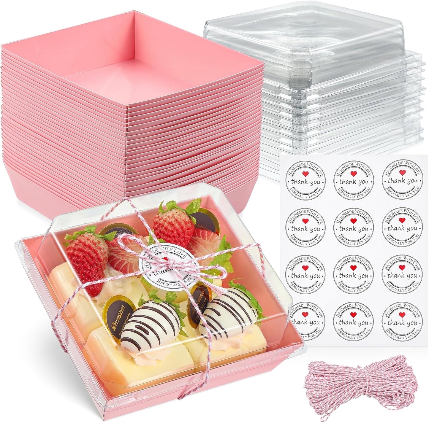 TETOU 50 Pack Small Charcuterie Boxes with Clear Lids,5Inch To Go Paper Mini Charcuterie Cups,Disposable Food Containers Dessert Boxes for Sandwich Cookie Sushi Cake Slice Strawberries (Brown)