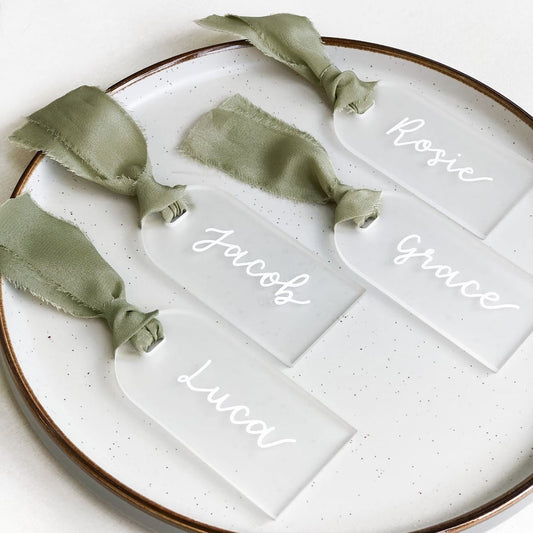 TETOU 50Pcs Acrylic Place Card for Wedding Frosting Acrylic Table Seating Cards Wedding Supplies