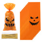 TETOU 50Pcs Halloween Cellophane Treat Bags, 4.92*10.93" Multi Color Candy Bags Bats Pumpkin and Witch Halloween Goody Bags with Twist Ties for Snacks Cookies Packing Halloween Party Favor