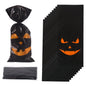 TETOU 50Pcs Halloween Cellophane Treat Bags, 4.92*10.93" Multi Color Candy Bags Bats Pumpkin and Witch Halloween Goody Bags with Twist Ties for Snacks Cookies Packing Halloween Party Favor