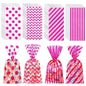 TETOU 50pcs Candy Treat Bags Plastic Cellophane Bags Goodie Bag with Twist Ties for Snack Packing Party Favor Supplies