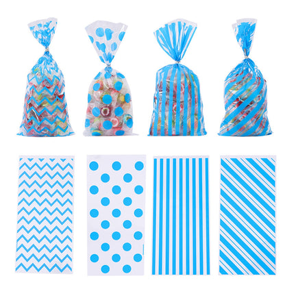 TETOU 50pcs Candy Treat Bags Plastic Cellophane Bags Goodie Bag with Twist Ties for Snack Packing Party Favor Supplies