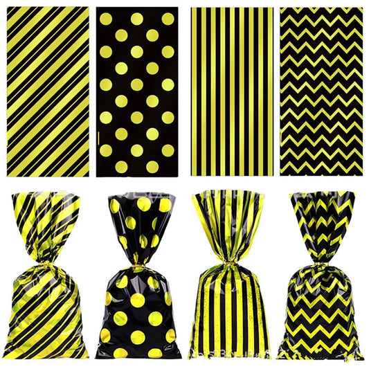 TETOU 50pcs Candy Treat Bags Plastic Cellophane Bags Goodie Bag with Twist Ties for Snack Packing Party Favor Supplies