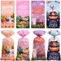 TETOU 50pcs Easter Candy Treat Bags Bunny Chick Rabbit Cellophane Cookie Gift Bags Easter Party Favor Supplies