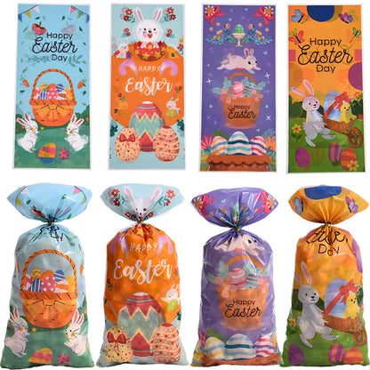 TETOU 50pcs Easter Candy Treat Bags Bunny Chick Rabbit Cellophane Cookie Gift Bags Easter Party Favor Supplies