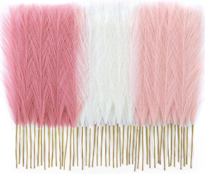 TETOU 50pcs Pampas Grass,17in Artificial Fluffy Vase Filler Flower Arrangement for Home Room Birthday Bathroom Party Wedding Boho Decoration(Blush & Cream & Pink)