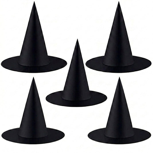 TETOU 5Pcs Halloween Witch Hats, 12.99" Halloween Costume Accessory Witch Hat for Adult Halloween Party Decorations