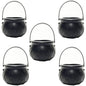 TETOU 3Pcs Mini Candy Cauldron Kettles, Plastic Hallowe'en Candy Bucket Witch's Cauldron Trick or Treat for St. Patrick's Day Hallowe'en Decoration and Kid Birthday Party Favors - Flame, Black, 1L+2S