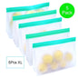 TETOU Stand Up Reusable Silicone Bag, Leakproof Ziplock Food Storage Bags PEVA Freezer Bags for Sandwich Snack Vegetable Meat Cheese Lunch Marinate Food Travel
