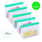 TETOU Stand Up Reusable Silicone Bag, Leakproof Ziplock Food Storage Bags PEVA Freezer Bags for Sandwich Snack Vegetable Meat Cheese Lunch Marinate Food Travel
