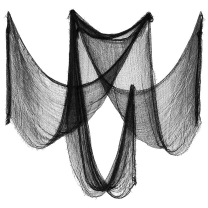 TETOU 5 Packs 30×72inch Black Creepy Cloth Halloween Decorations,Creepy Spooky Fabric Cloth for Halloween Party Gothic Haunted House Props Indoor Outdoor Decor