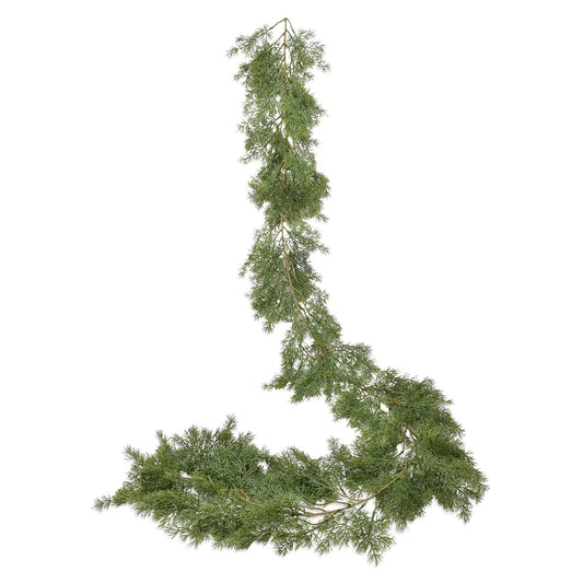 TETOU 6.5ft Christmas Pine Cypress Artificial Greenery Garland, Fake Pine Christmas Garland for Holiday Mantel Fireplace Centerpiece Decoration(not include pine cones or other decorations