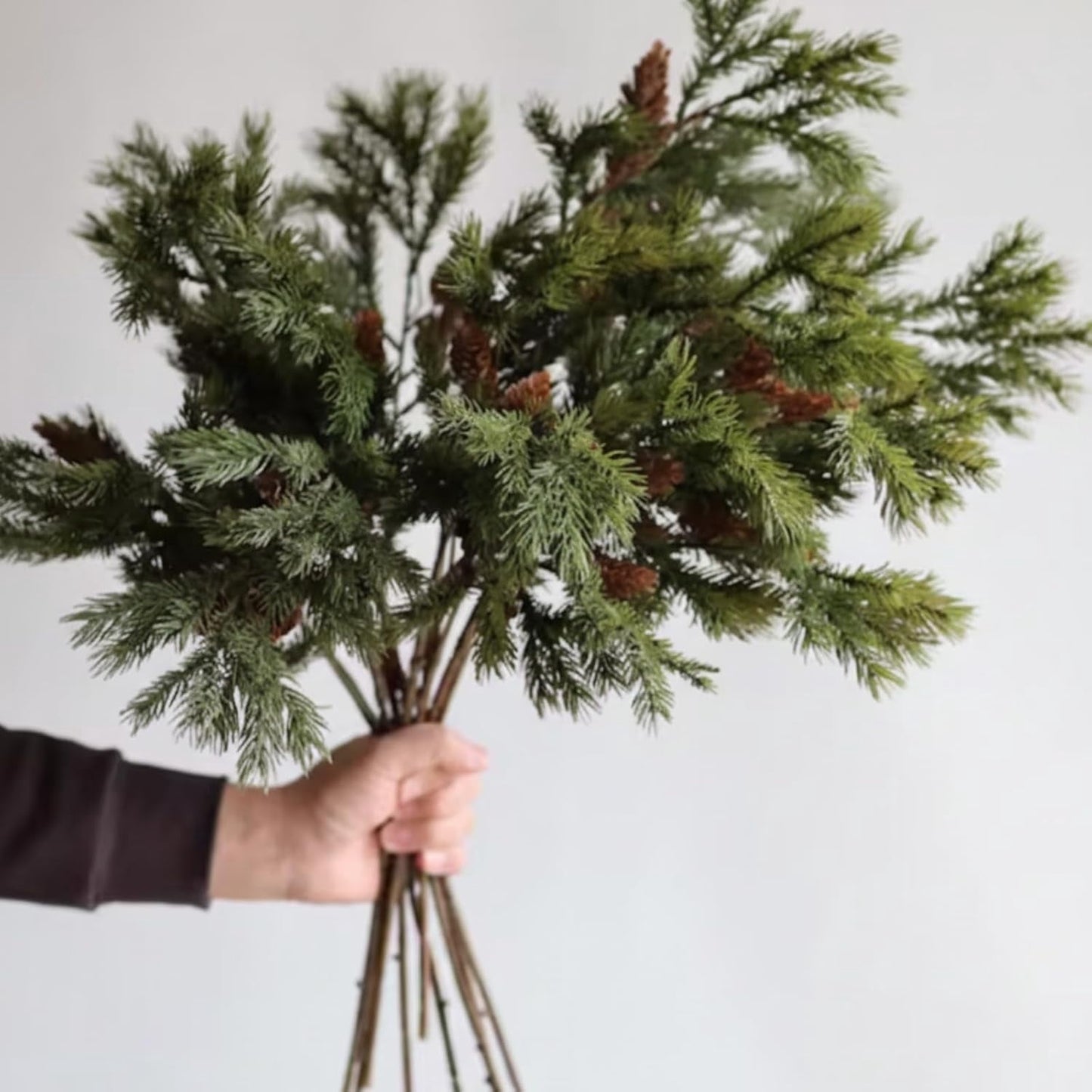 TETOU 6 Pcs Christmas Cedar Pine Branches,25.98 Inch Artificial Cedar Stems with Pine Cones Christmas Greenery Picks for Holiday Xmas Winter Wreath Garland Decor