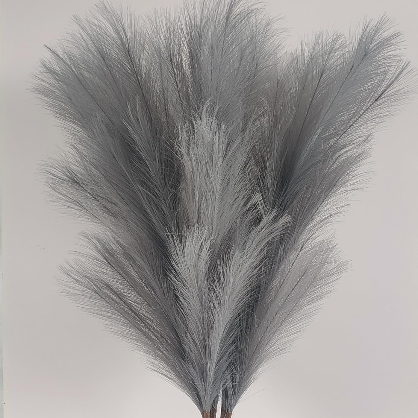 TETOU 6 Stems Faux Pampas Grass 43.3" Tall Big Pompous Grass Vase Filler Home Boho Decor - Beige