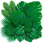 TETOU 36Pcs Palm Leaves Artificial Tropical Monstera, 6 Kinds Large Small Green Fake Palm Leaf with Stems for Home Kitchen Party Flowers Arrangement Wedding Hawaiian Party Table Decoration