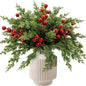 TETOU 60pcs Christmas Artificial Pine Branches & Artificial Red Berry Stems, Norfolk Pine Needles Picks for DIY Christmas Decoration Xmas Garland Fake Greenery Decor Indoor