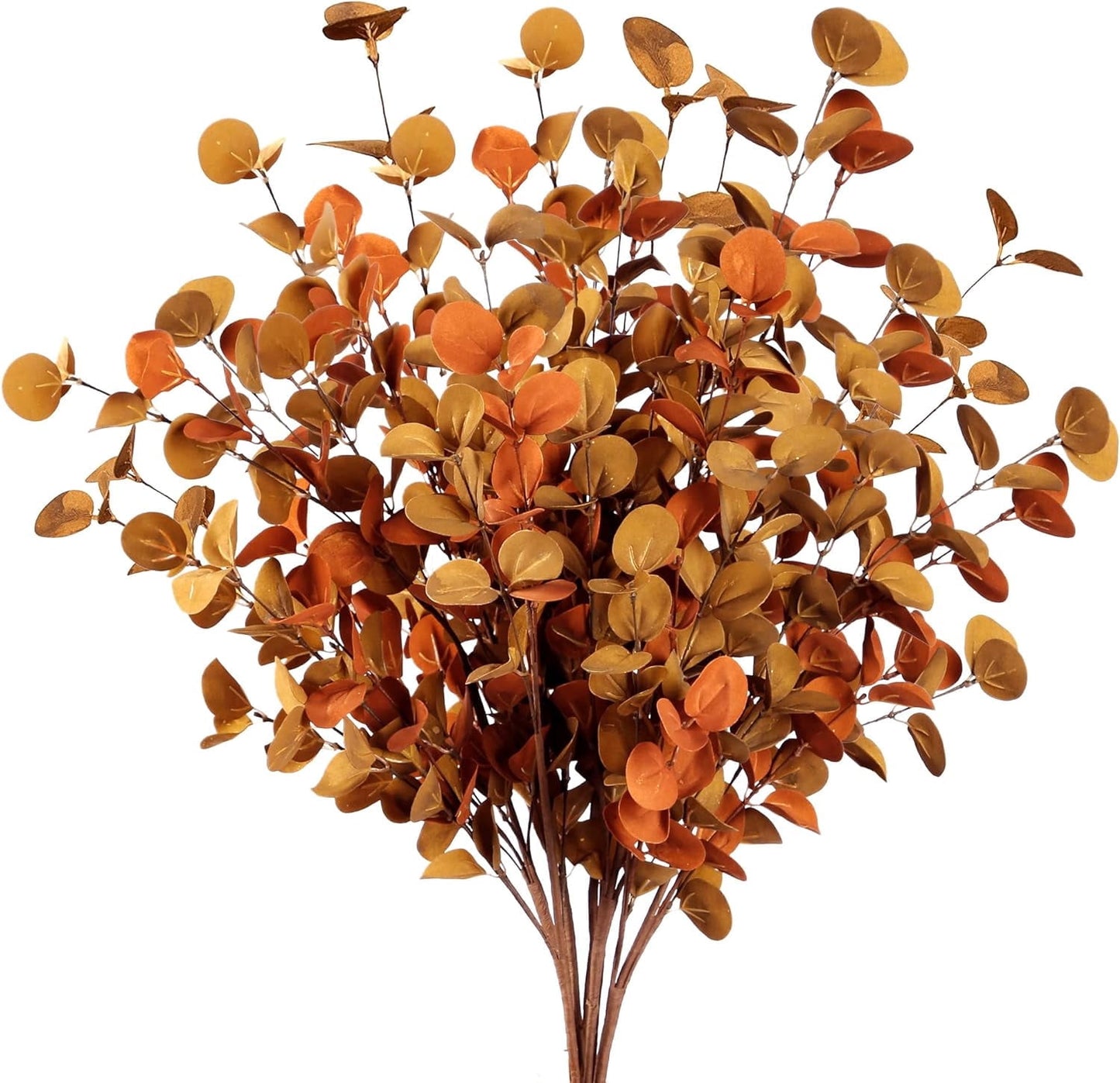 TETOU 6Pcs 26.7" Artificial Fall Eucalyptus Stems, Eucalyptus Leaf Greenery Stems Fake Plants Floral for Vase Filler Home Party Fall Thanksgiving Halloween Indoor Decoration