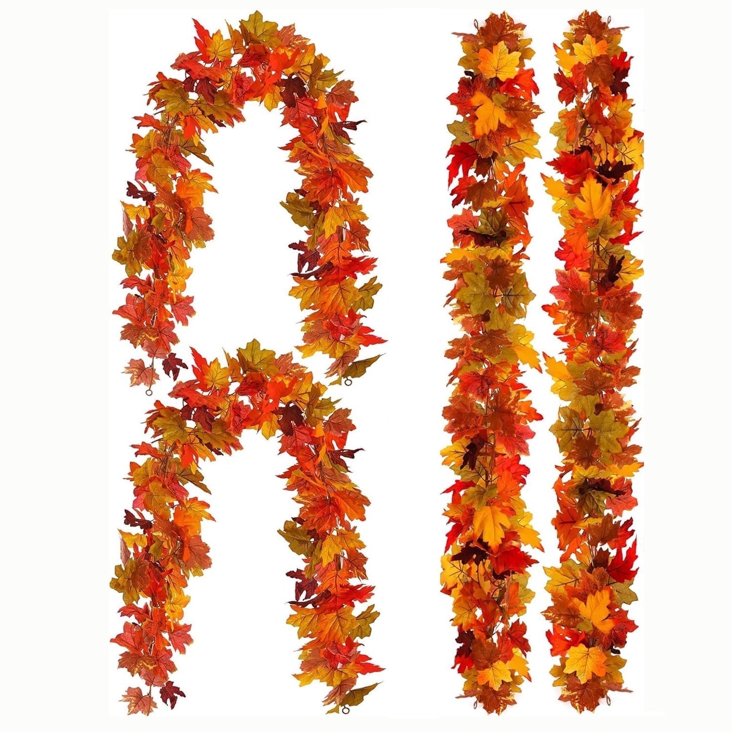 TETOU 2Pcs Fall Maple Leaves Garland, 67.2 Inches Artificial Maple Leaf Autumn Garland, Hanging Vine Garland for Home Wedding Fireplace Party Christmas Thanksgiving Decor