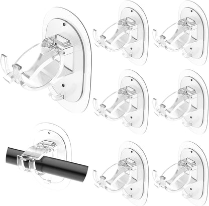 TETOU 2Pcs No Drill Curtain Rod Brackets, Self Adhesive Curtain Rod Holder, Rod Hooks Nail Free Curtain Hangers for Bathroom Bedroom Livingroom Kitchen Apartment - Transparent