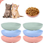 TETOU 6Pcs Whisker Friendly Fatigue Cat Bowl, 5.5" Shallow Cat Food Dish Wide Cat Wet Feeding Bowls, Wheat Straw Plate for Kittens and Short Legged Cat