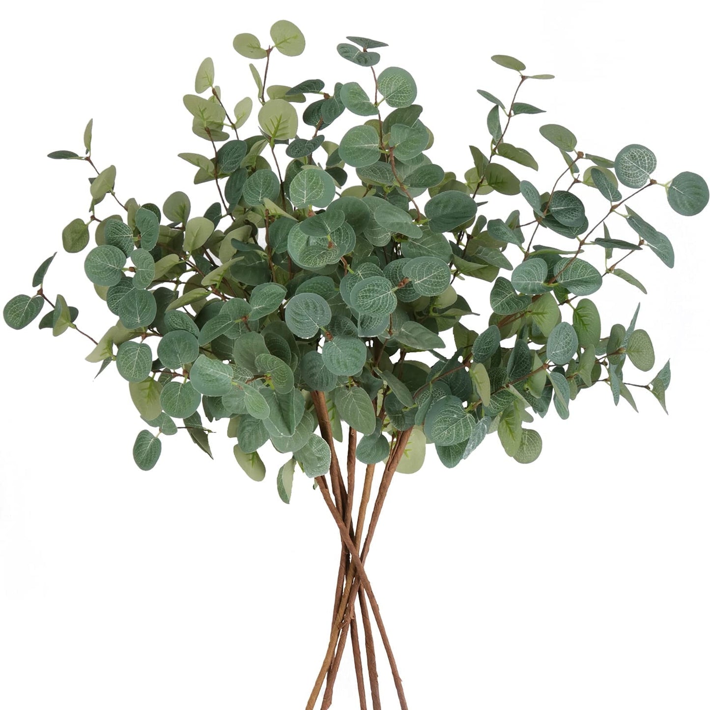 TETOU 6pcs Artificial Eucalyptus Stems 24" Faux Eucalyptus Branches Fake Greenery Plants Vase Home Wedding Decor