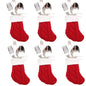 TETOU 6pcs Christmas Mini Stockings Knitted Xmas Classic Small Stocking Fireplace Holiday Hanging Decor