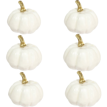 TETOU 6pcs Mini Pumpkins Artificial White Foam Pumpkins for Halloween Home Fall Thanksgiving Harvest Centerpiece Decoration