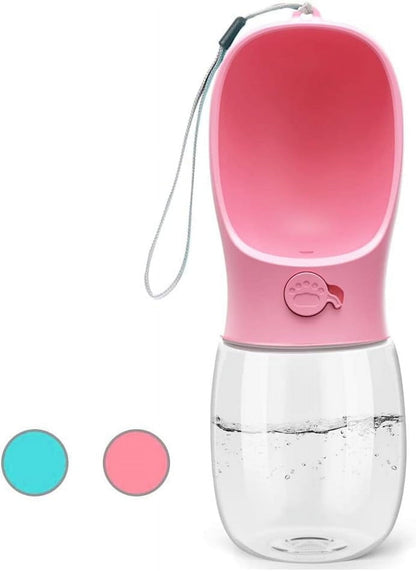 TETOU 8.3*2.5" Dog Water Bottle, 12oz Leak Proof Portable Puppy Water Dispenser with Drinking Feeder for Pets Outdoor Walking Hiking Travel Food Grade Plastic - Blue