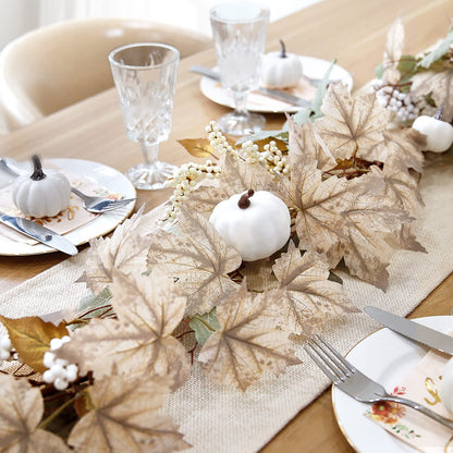 TETOU 6ft Autumn Maples Leaf Pumpkin Garland for Home Farmhouse Fireplace Fall Thanksgiving Decoration