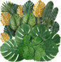 TETOU 82 Pieces 8 Kinds Artificial Tropical Palm Leaves Tropical Leaves Monstera Leaves Safari Jungle Leaf with Stems for Hawaiian Luau Party Beach Table Wedding Shower Birthday Theme Decorations