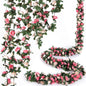 TETOU 6pcs Flower Garlands Artificial Rose Vine Flowers with Leaves 66ft Hanging Roses Vine for Room Wedding Birthday Christmas Wall Decor(Red)