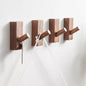 TETOU 4 Pack Adhesive Wall Hooks Hat Rack, Wooden Coat Hooks Wall Mounted, Decorative Hooks Single Organizer Hat Hanger Towel Rack(Rectangle-Beech)