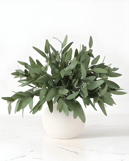 TETOU Artificial Eucalyptus Stems with Seeds, 33'' Tall Fake Plants Leaves Olive Tree Branches, Faux Greenery Stems for Bridal Wedding Bouquet Vase Table Centerpiece Decor