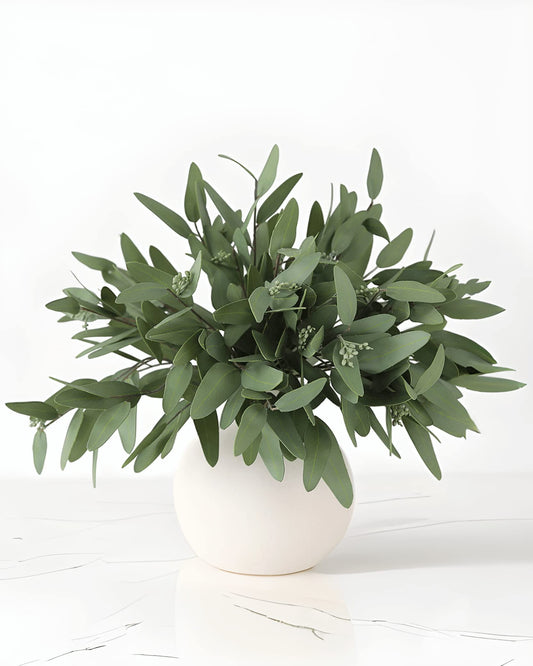 TETOU Artificial Eucalyptus Stems with Seeds, 33'' Tall Fake Plants Leaves Olive Tree Branches, Faux Greenery Stems for Bridal Wedding Bouquet Vase Table Centerpiece Decor