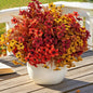 TETOU 18Pcs Artificial Flowers for Outdoor Decoration, UV Resistant No Fade Fake Silk Plastic Lavender Flowers for Front Door Garden Yard Balcony Fall Thanksgiving Halloween Farmhouse Decor(Orange)