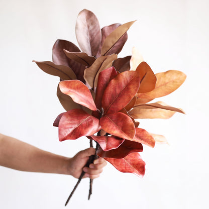 TETOU 3 Pcs Artificial Magnolia Leaves Branches, 21.7" Fake Magnolia Greenery Stems Faux Plants for Outdoor Indoor Table Home Vase Filling Party Wedding Christmas Decorations