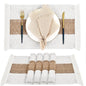 TETOU Boho Placemats Set of 4, 20*12 inch Natural Cotton burlap placemats, Macrame Woven Farmhouse Place Mats for Kitchen Dining Table Decor