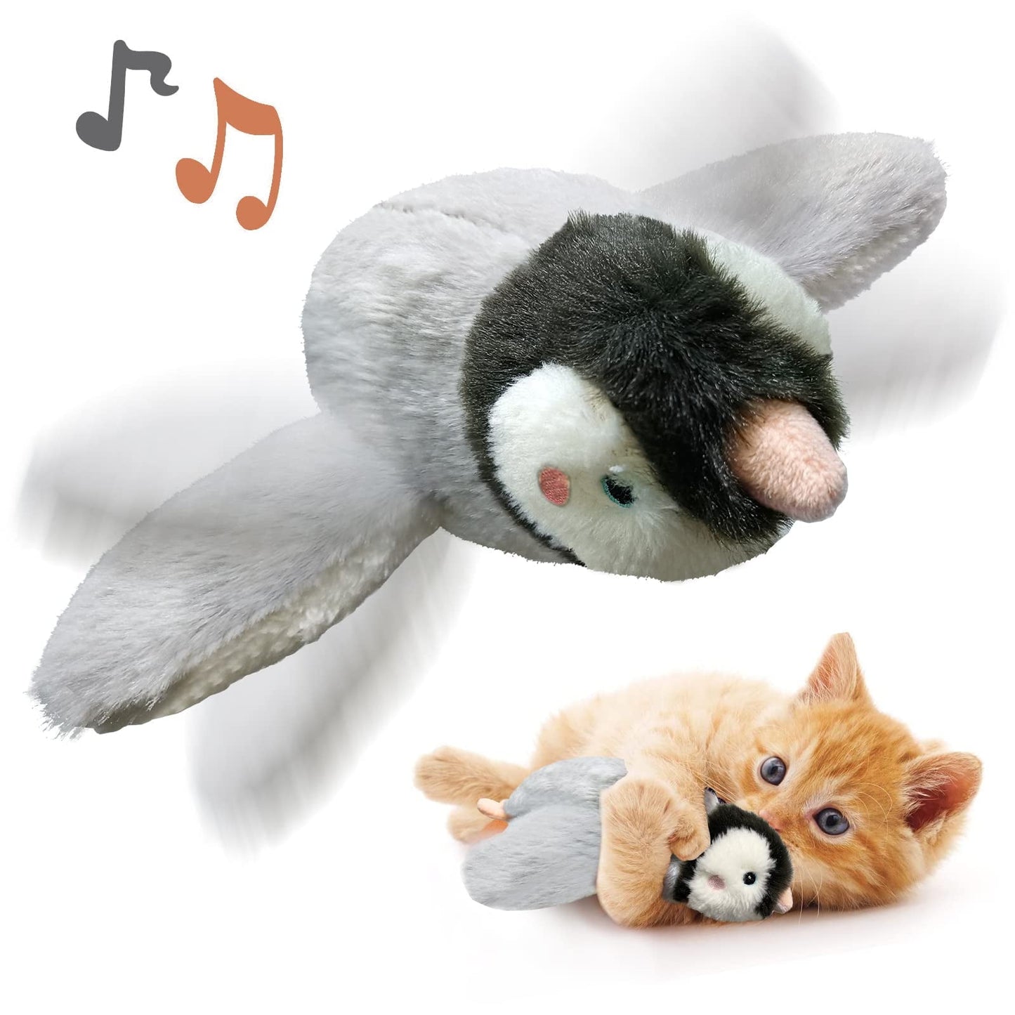 TETOU Cat Toys Flapping Bird Rechargeable Touch Activated Toy Interactive Kitten Exercise Toy Cat Kicker Catnip Toys (No Flying)