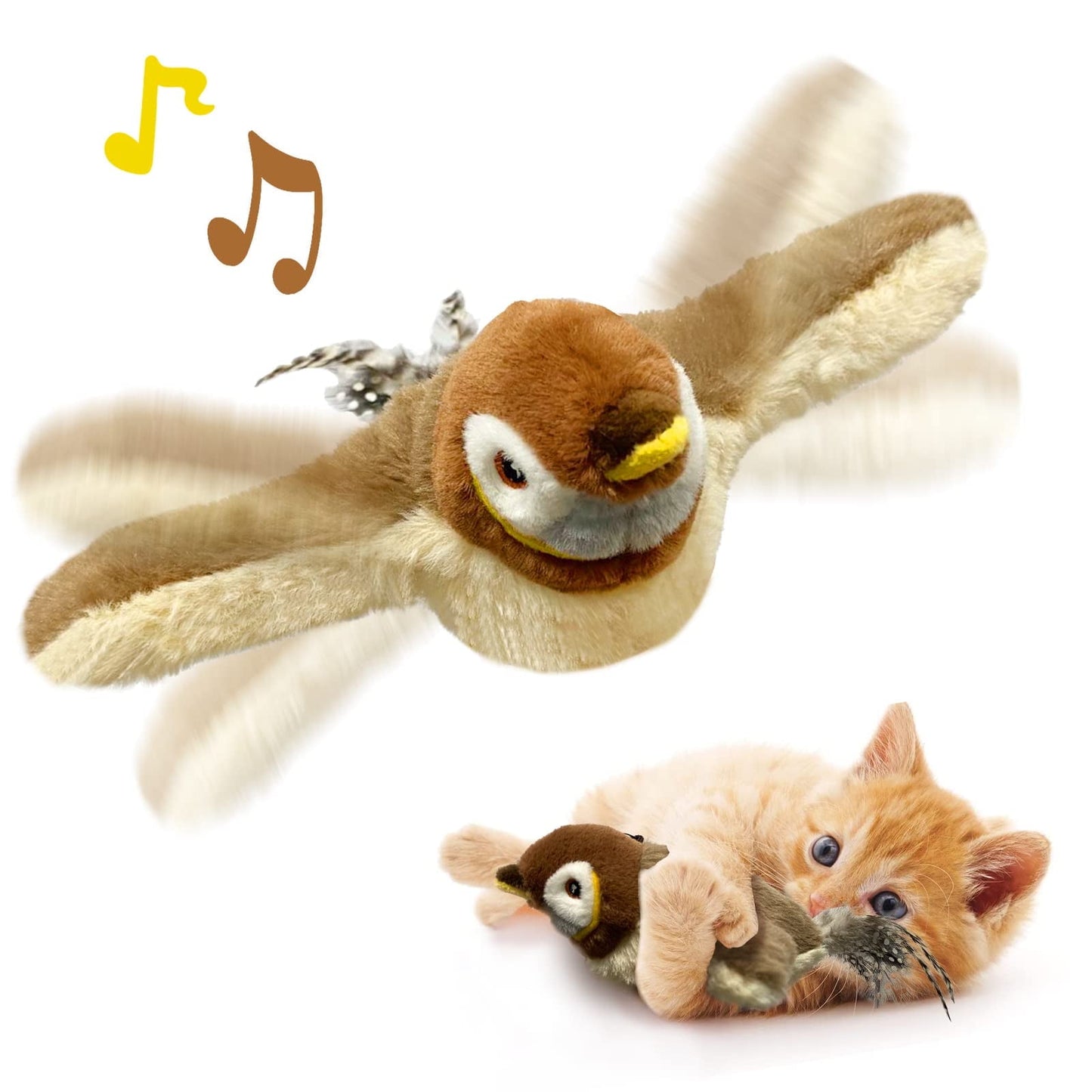 TETOU Cat Toys for Indoor Cats,Flapping Bird Rechargeable Touch Activated Toy Interactive Kitten Exercise Toy Cat Kicker Catnip Toys (No Flying)