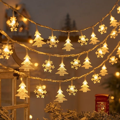 TETOU Christmas Decorations Lights,20 Ft 40 LED Christmas Tree Snowflakes String Lights Battery Operated Fairy Lights for Bedroom Room Party Home Xmas Tree Indoor Outdoor Decorations