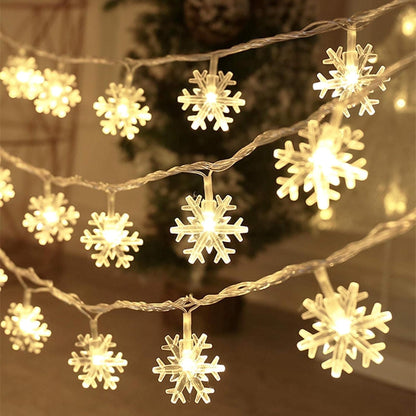 TETOU Christmas Decorations Lights,20 Ft 40 LED Snowflake String Lights Battery Operated Fairy Lights for Bedroom Room Party Home Xmas Tree Indoor Outdoor Decorations (Warm White)