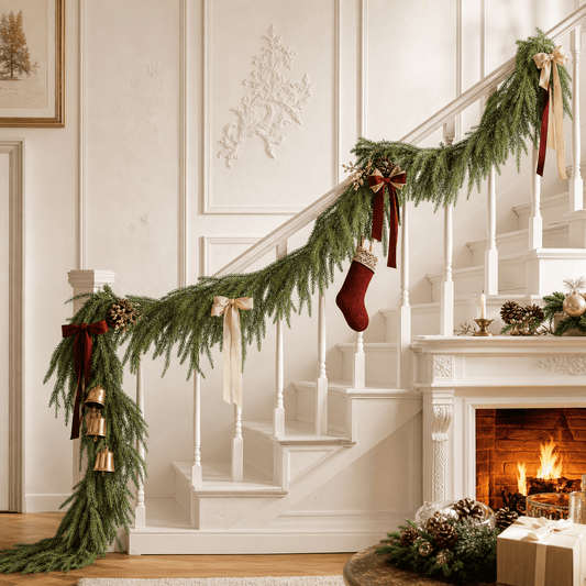TETOU Christmas Garland Artificial Pine Garland 9FT Faux Greenery for Holiday Mantle Stairway Fireplace Decor