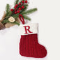 TETOU Christmas Stocking with Letter Mini Cute Red Knitted Christmas Stocks Gift Bags Pendant Christmas Tree Decor