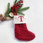 TETOU Christmas Stocking with Letter Mini Cute Red Knitted Christmas Stocks Gift Bags Pendant Christmas Tree Decor