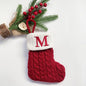 TETOU Christmas Stocking with Letter Mini Cute Red Knitted Christmas Stocks Gift Bags Pendant Christmas Tree Decor