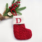 TETOU Christmas Stocking with Letter Mini Cute Red Knitted Christmas Stocks Gift Bags Pendant Christmas Tree Decor